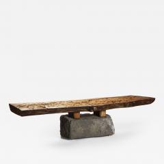 Julio Mart nez Barnetche BANCA CON PATAS BENCH WITH FEET salvaged wood and volcanic stone - 926754