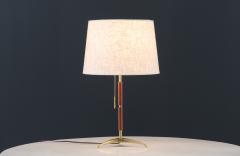 Julius T Kalmar Brass Tripod Teak Table Lamp - 3673496