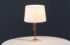 Julius T Kalmar Brass Tripod Teak Table Lamp - 3673497