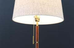 Julius T Kalmar Brass Tripod Teak Table Lamp - 3673499