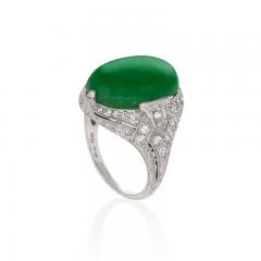 Jung Klitz Art Deco Jadeite Diamond and Platinum Ring - 262649