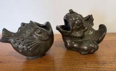 Just Andersen Pair of Danish Art Deco Just Andersen Fighting Fish 1920 - 4150619