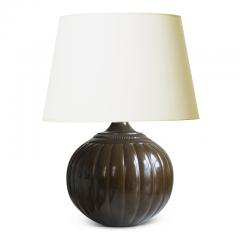 Just Andersen Pair of pumpkin form table lamps in patinated Disko by Just Andersen - 2197636