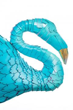 Justin King Flamingo in Tiffany Box Blue with Hot Pink and Gold Leaf Detail - 2042270