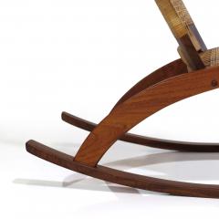 Juul Kristensen Rare Hans Olsen for Juul Kristensen Teak Cane Rocking Chair - 3338386