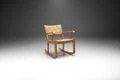 K Scr der Danish Beech Rocking Chair with Woven Papercord Denmark 1940s - 2223311