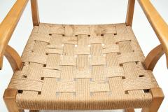 K Scr der Danish Beech Rocking Chair with Woven Papercord Denmark 1940s - 2223317