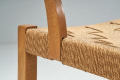 K Scr der Danish Beech Rocking Chair with Woven Papercord Denmark 1940s - 2223331