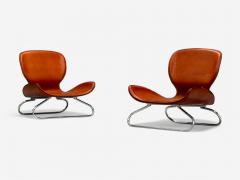 KOI Modern Cognac Leather Nickel K 3 Low Lounge Chairs England 2000s - 4112771