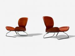 KOI Modern Cognac Leather Nickel K 3 Low Lounge Chairs England 2000s - 4112773