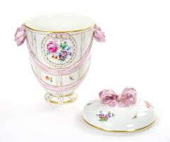 KPM Porcelain Covered Centerpiece Vase Ribbon Decoration Germany Circa 1960 - 4793779