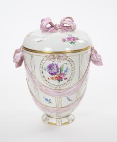 KPM Porcelain Covered Centerpiece Vase Ribbon Decoration Germany Circa 1960 - 4793784