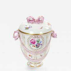 KPM Porcelain Covered Centerpiece Vase Ribbon Decoration Germany Circa 1960 - 4796259