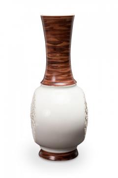 KPM West German Spiral Sunburst Design White and Brown Porcelain Vase - 4195563