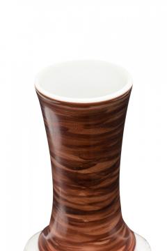 KPM West German Spiral Sunburst Design White and Brown Porcelain Vase - 4195564