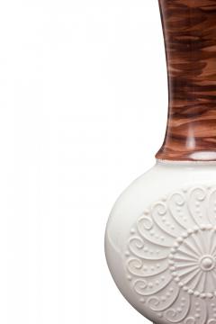 KPM West German Spiral Sunburst Design White and Brown Porcelain Vase - 4195565