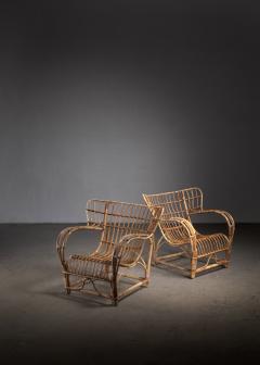 KW Larsson Pair of John Larsson rattan lounge chairs - 3286280