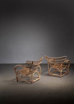 KW Larsson Pair of John Larsson rattan lounge chairs - 3286282