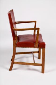 Kaare Klint Kaare Klint Barcelona Armchair Red Leather Cuban Mahogany Denmark 1950s  - 1604917