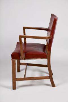 Kaare Klint Kaare Klint Barcelona Armchair Red Leather Cuban Mahogany Denmark 1950s  - 1604921
