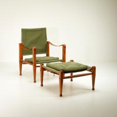 Kaare Klint Kaare Klint Safari Chair Set in Sage Green Canvas Denmark 1960s - 2174001