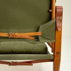 Kaare Klint Kaare Klint Safari Chair Set in Sage Green Canvas Denmark 1960s - 2174004