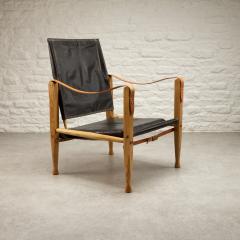 Kaare Klint Kaare Klint Safari Chair in Black Leather by Rud Rasmussen Denmark 1960s - 2610905