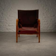 Kaare Klint Mid Century Red Leather Safari Chair by Kaare Klint Denmark 1950s - 3520274