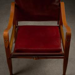 Kaare Klint Mid Century Red Leather Safari Chair by Kaare Klint Denmark 1950s - 3520281