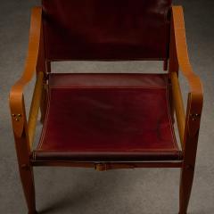 Kaare Klint Mid Century Red Leather Safari Chair by Kaare Klint Denmark 1950s - 3520283