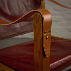 Kaare Klint Mid Century Red Leather Safari Chair by Kaare Klint Denmark 1950s - 3520285