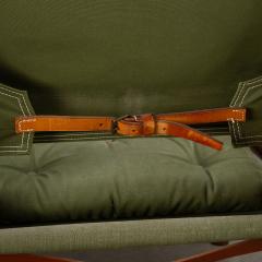 Kaare Klint Pair of Kaare Klint Safari Chair Sage Green Canvas Denmark 1960s - 4339597