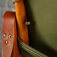 Kaare Klint Pair of Kaare Klint Safari Chair Sage Green Canvas Denmark 1960s - 4339598