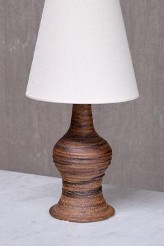 Kai Krebs Kai Krebs Textured Brown Earthenware Table Lamp Tungelsta Sweden 1960s - 4095701