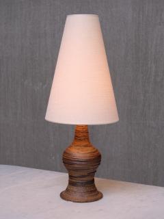 Kai Krebs Kai Krebs Textured Brown Earthenware Table Lamp Tungelsta Sweden 1960s - 4095704