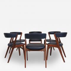 Kai Kristiansen Curved Back Dining Chairs in Navy Leather - 2664329