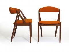 Kai Kristiansen Curved Back Dining chairs in Orange Wool Set of 6 - 840919