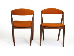 Kai Kristiansen Curved Back Dining chairs in Orange Wool Set of 6 - 840920