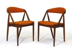 Kai Kristiansen Curved Back Dining chairs in Orange Wool Set of 6 - 840921