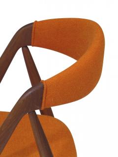 Kai Kristiansen Curved Back Dining chairs in Orange Wool Set of 6 - 840922