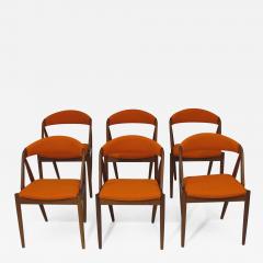 Kai Kristiansen Curved Back Dining chairs in Orange Wool Set of 6 - 842546