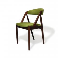 Kai Kristiansen Four Kai Kristiansen Walnut Danish Dining Chairs in Green Velvet - 3407123