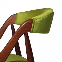 Kai Kristiansen Four Kai Kristiansen Walnut Danish Dining Chairs in Green Velvet - 3407124