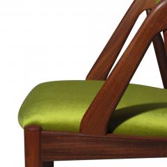 Kai Kristiansen Four Kai Kristiansen Walnut Danish Dining Chairs in Green Velvet - 3407127