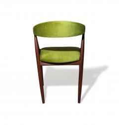 Kai Kristiansen Four Kai Kristiansen Walnut Danish Dining Chairs in Green Velvet - 3407128