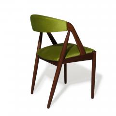 Kai Kristiansen Four Kai Kristiansen Walnut Danish Dining Chairs in Green Velvet - 3407131