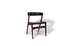 Kai Kristiansen Mid century Danish Curved Back Dining Chairs in Black Vinyl - 3156332