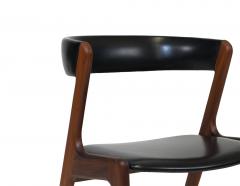 Kai Kristiansen Mid century Danish Curved Back Dining Chairs in Black Vinyl - 3156333