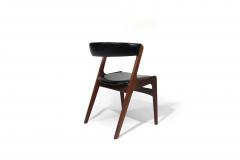 Kai Kristiansen Mid century Danish Curved Back Dining Chairs in Black Vinyl - 3156336