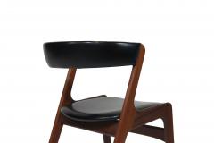 Kai Kristiansen Mid century Danish Curved Back Dining Chairs in Black Vinyl - 3156337